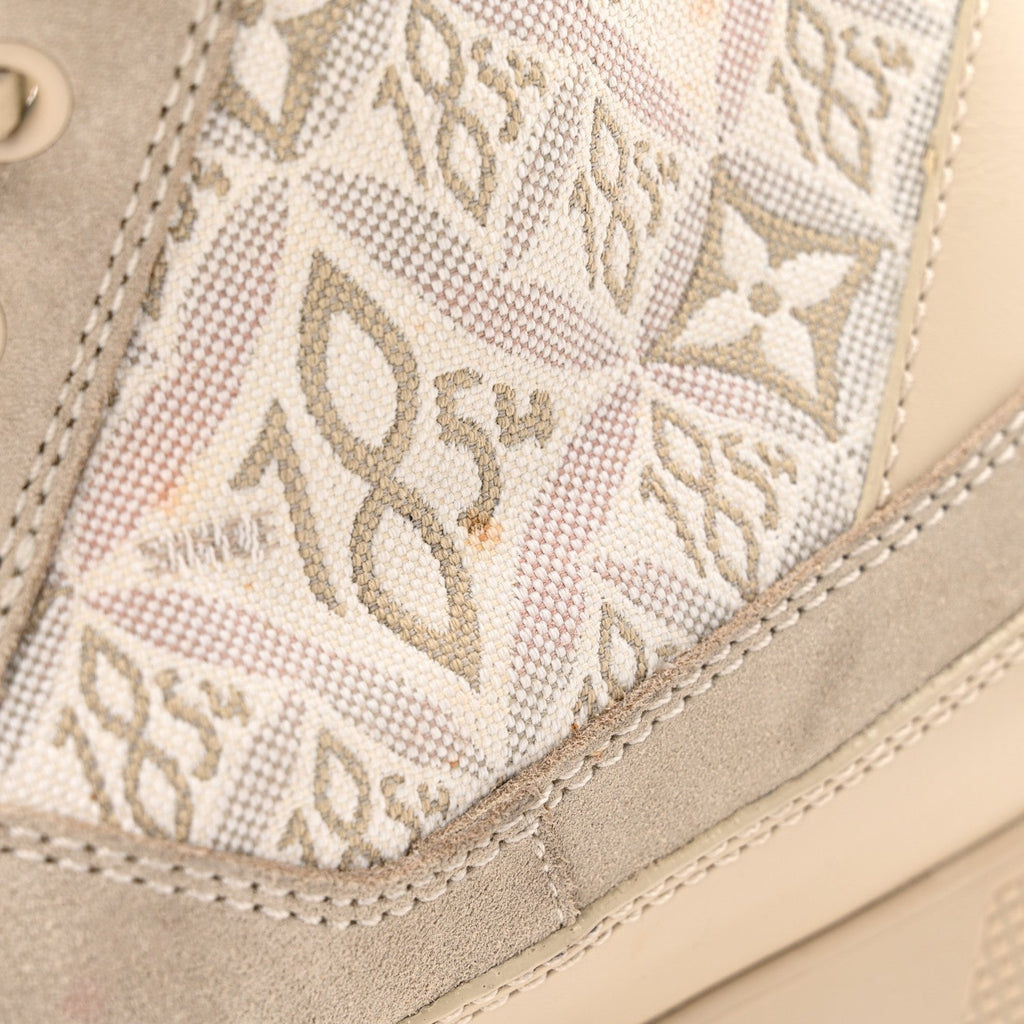 Louis Vuitton Suede Calfskin Jacquard Since 1854 Laureate Platform Desert Boots 37.5 Beige