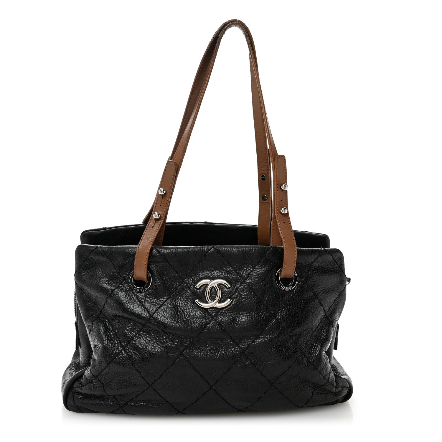 Chanel Glazed Calfskin On the Road Zip Tote Black
