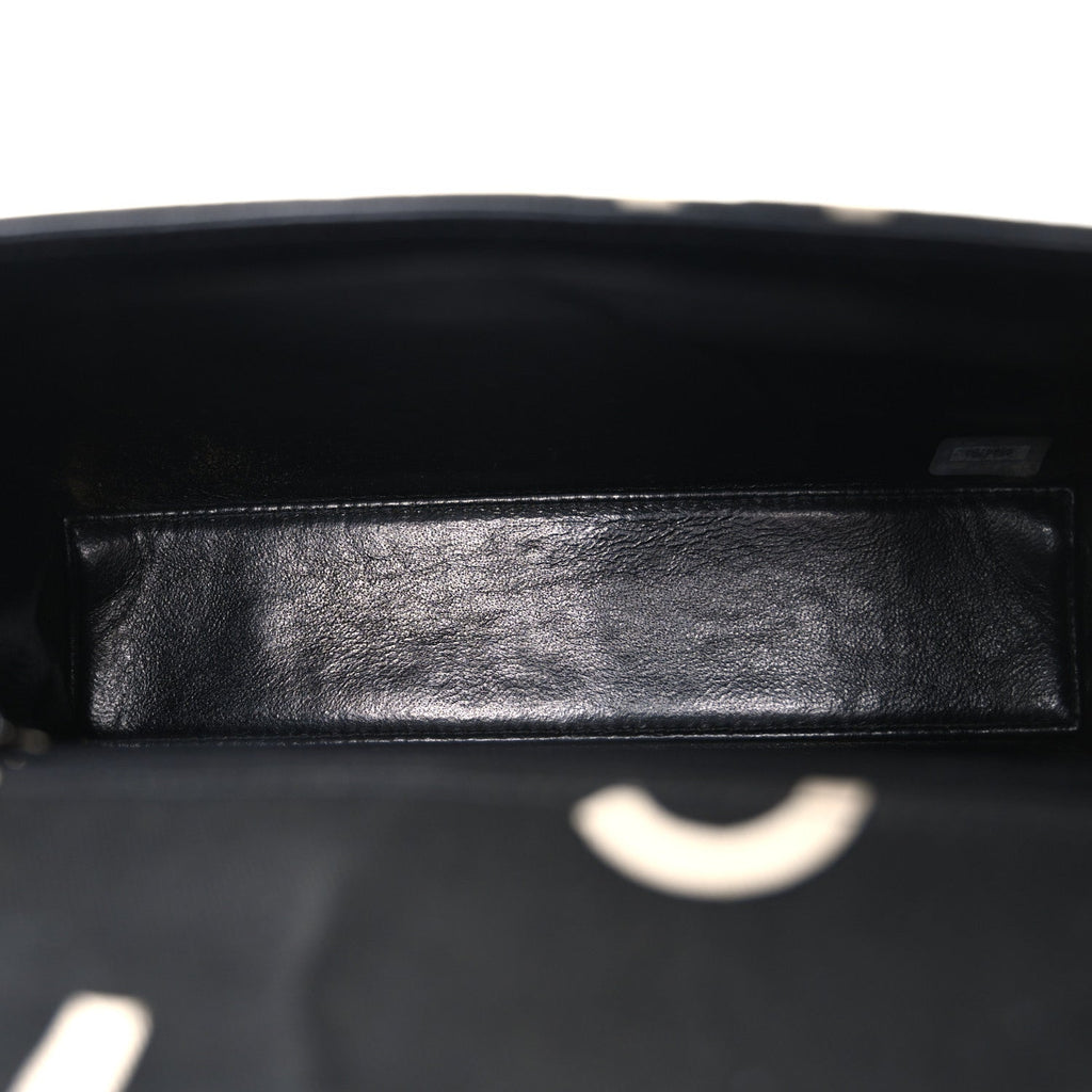 Chanel Canvas Quilted Letter Printed Flap Black
