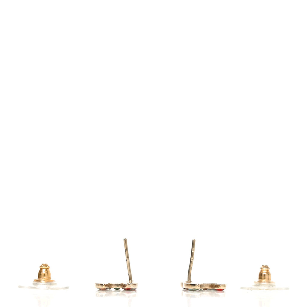 Metal Crystal CC Earrings Gold Multicolor