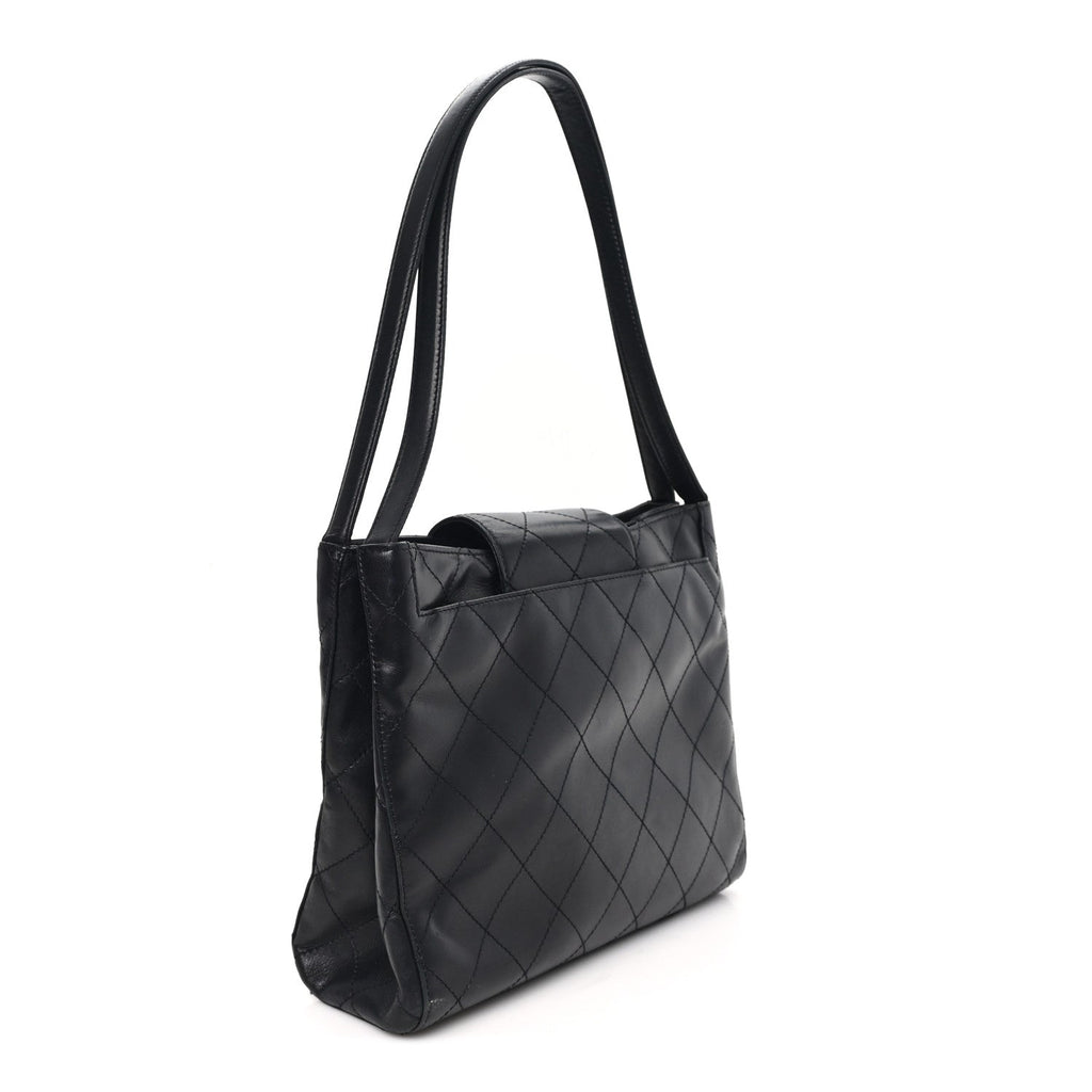 Chanel Lambskin Quilted CC Flap Shoulder Bag Black