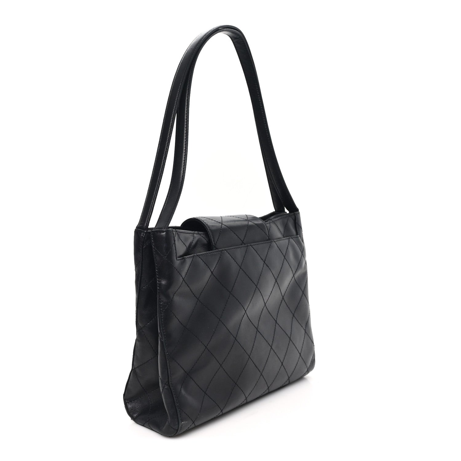 Chanel Lambskin Quilted CC Flap Shoulder Bag Black