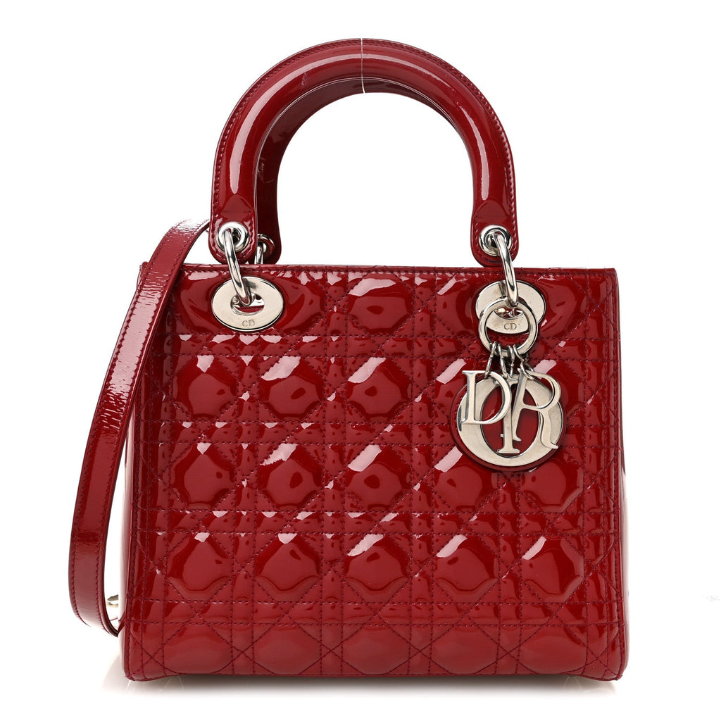 Christian Dior Patent Cannage Medium Lady Dior Red
