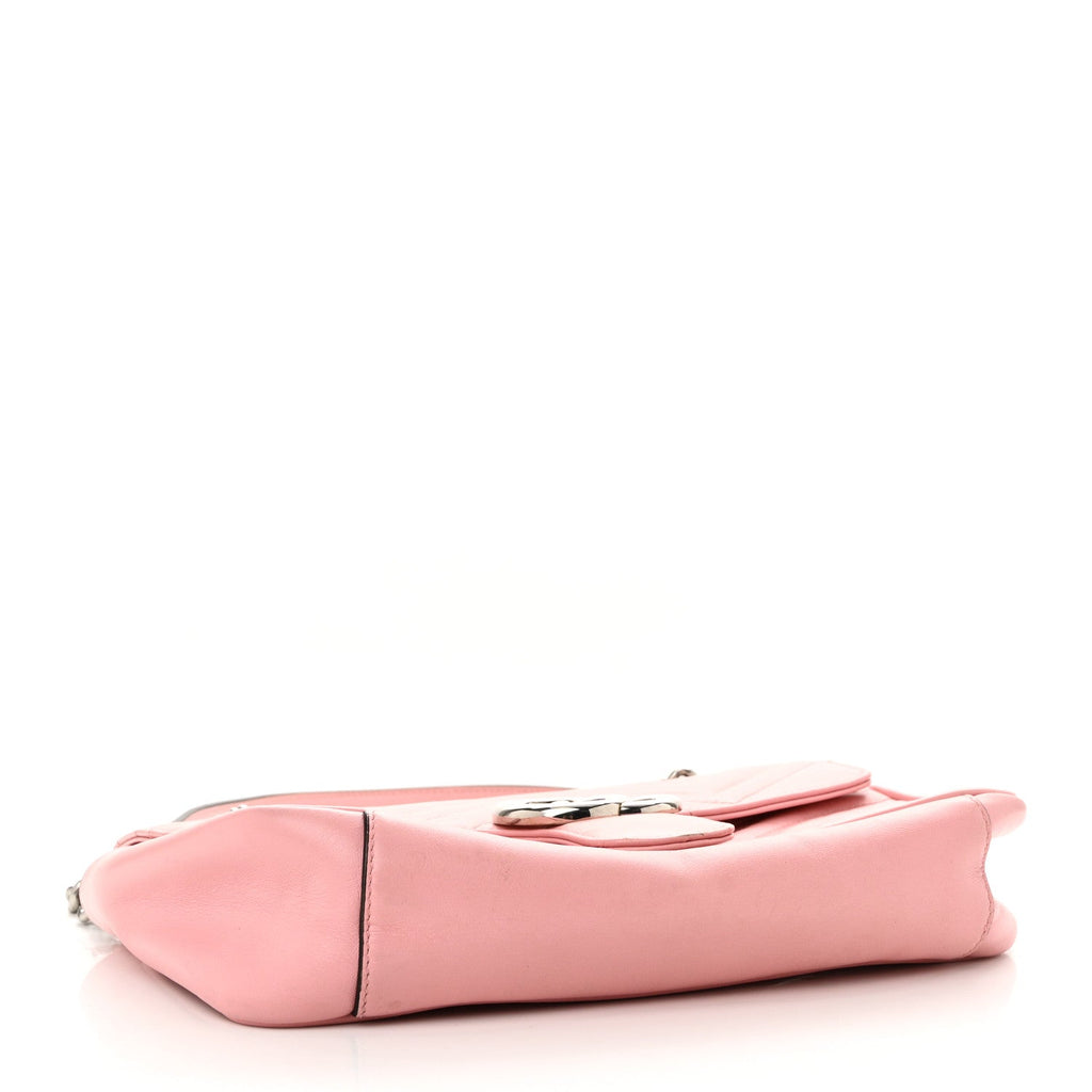 Gucci Calfskin Matelasse Small GG Marmont Shoulder Bag Wild Rose
