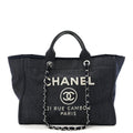 Chanel Denim Large Deauville Tote Dark Blue