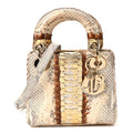 Christian Dior Snakeskin Mini Lady Dior Beige Gold