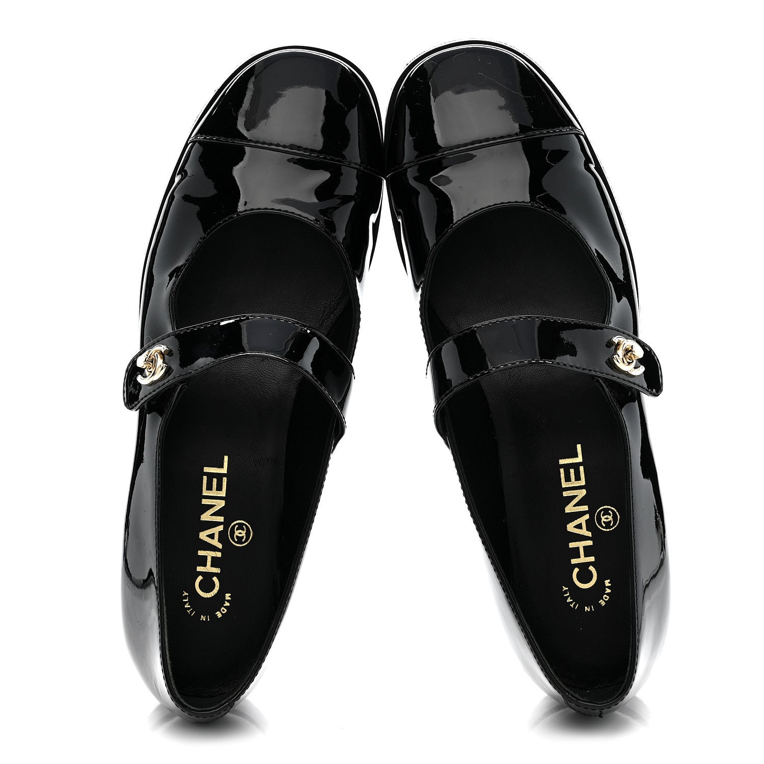 Patent Calfskin Mary Janes Flats 39 Black
