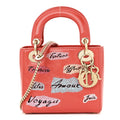 Christian Dior Calfskin Beaded Mini Lady Dior Rouge Multicolor