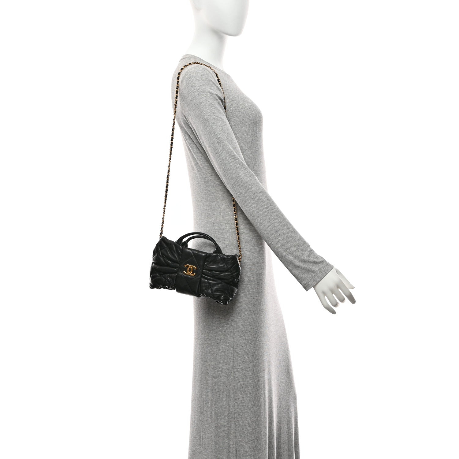 Chanel Lambskin Quilted Mini Bow Bag Black