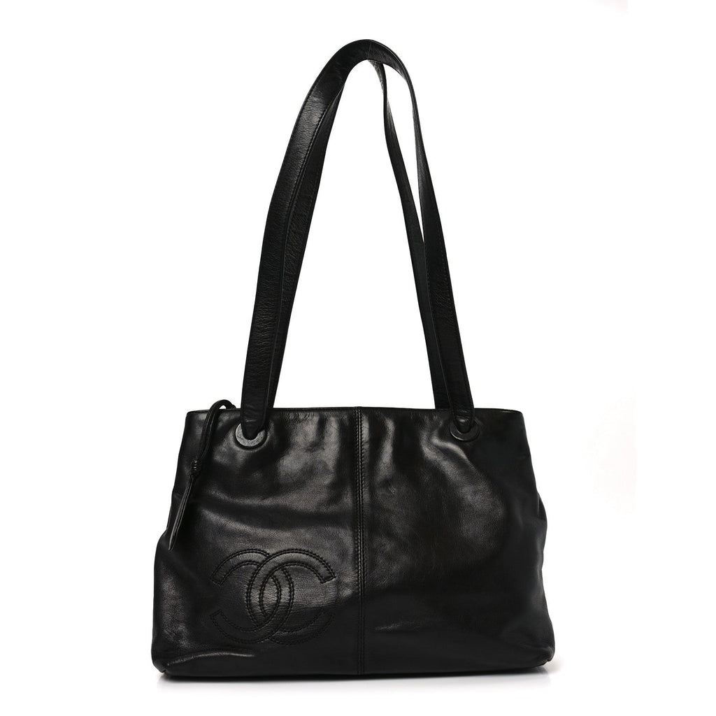 Chanel Lambskin CC Stitched Tote Black