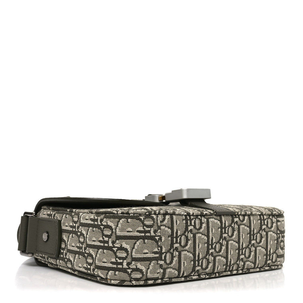 Christian Dior Oblique Jacquard Grained Calfskin Small Saddle Messenger Bag With Flap Green