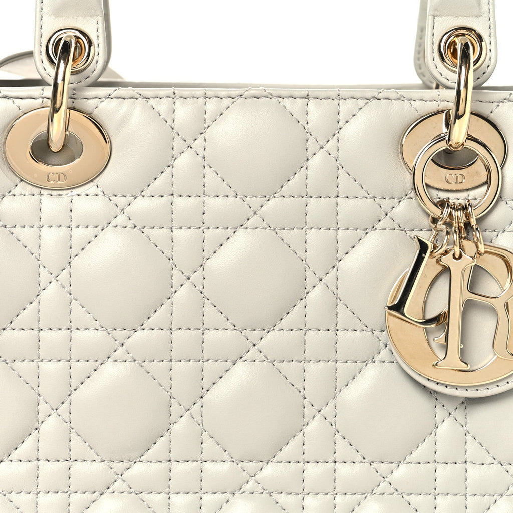 Christian Dior Lambskin Cannage Medium Lady Dior Grey