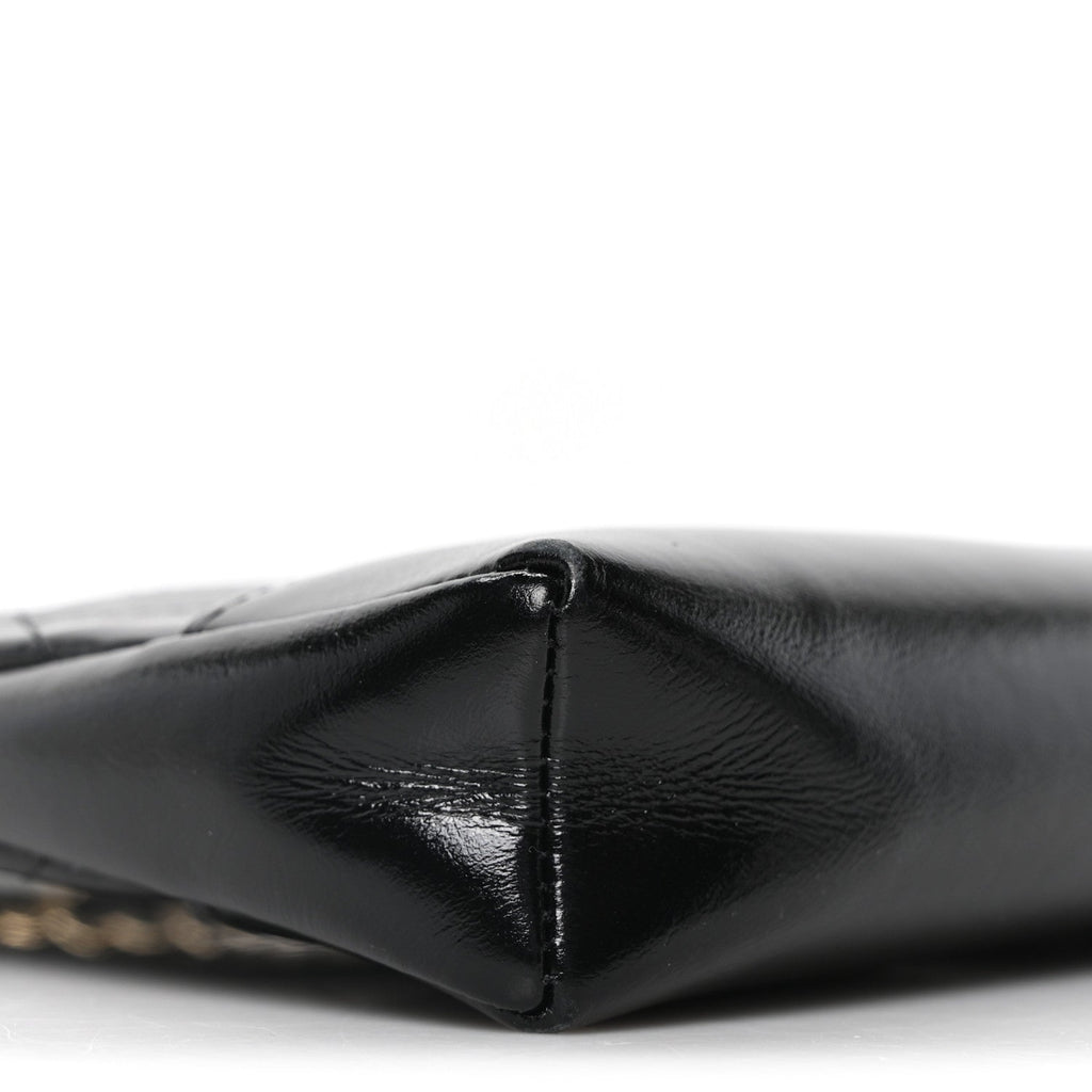 Chanel Shiny Crumpled Calfskin Quilted Nano 31 Shopping Bag Black