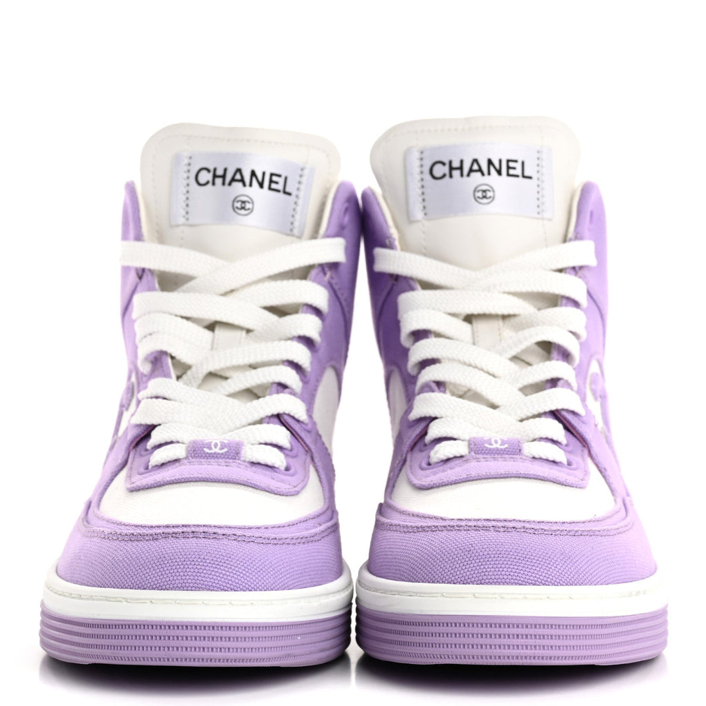 Cotton High Top Sneakers 38 Purple White