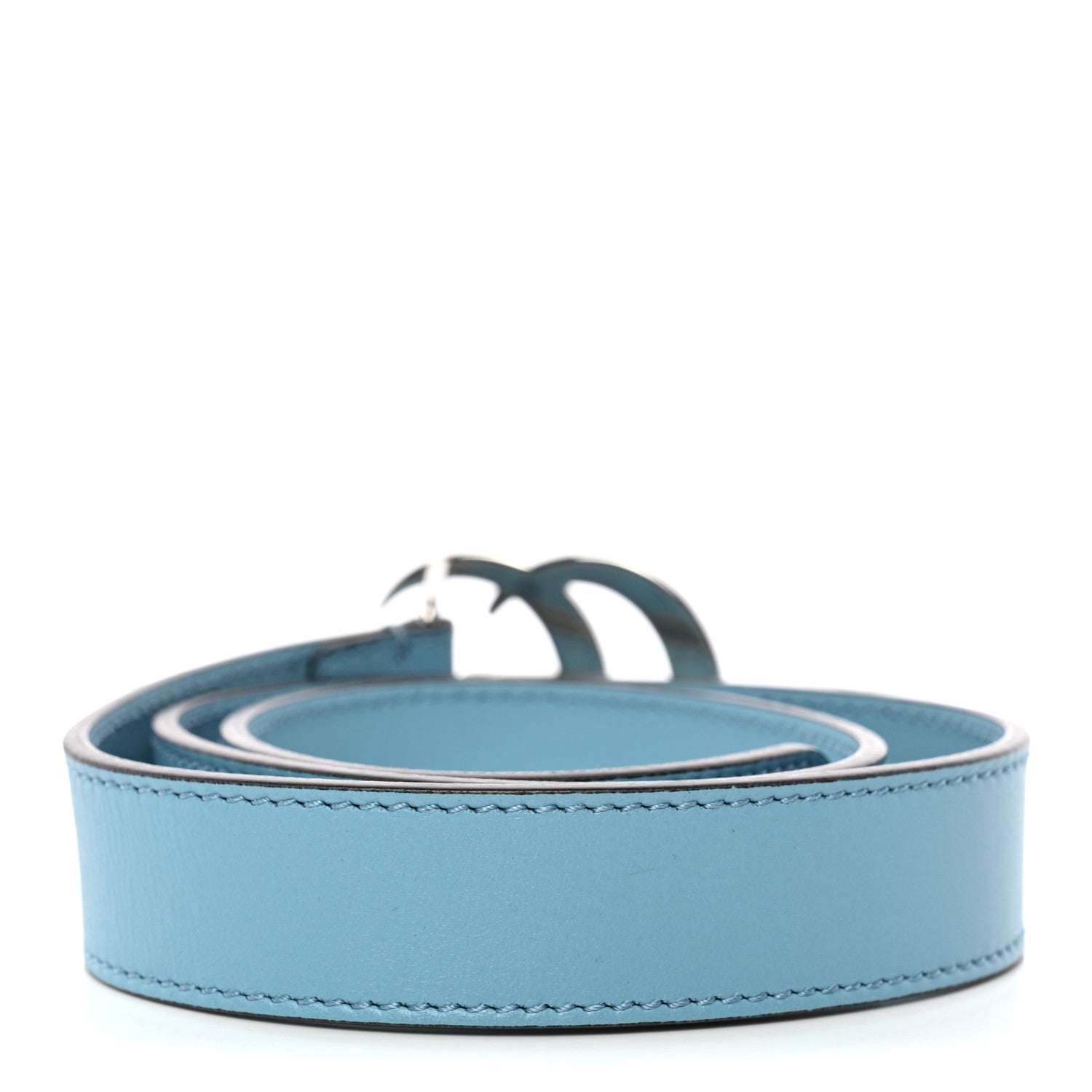 Gucci Calfskin Kids Double G Belt L Blue