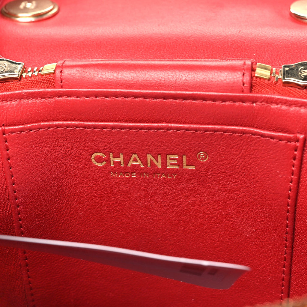 Chanel Lambskin Quilted Trendy Vanity Case Red