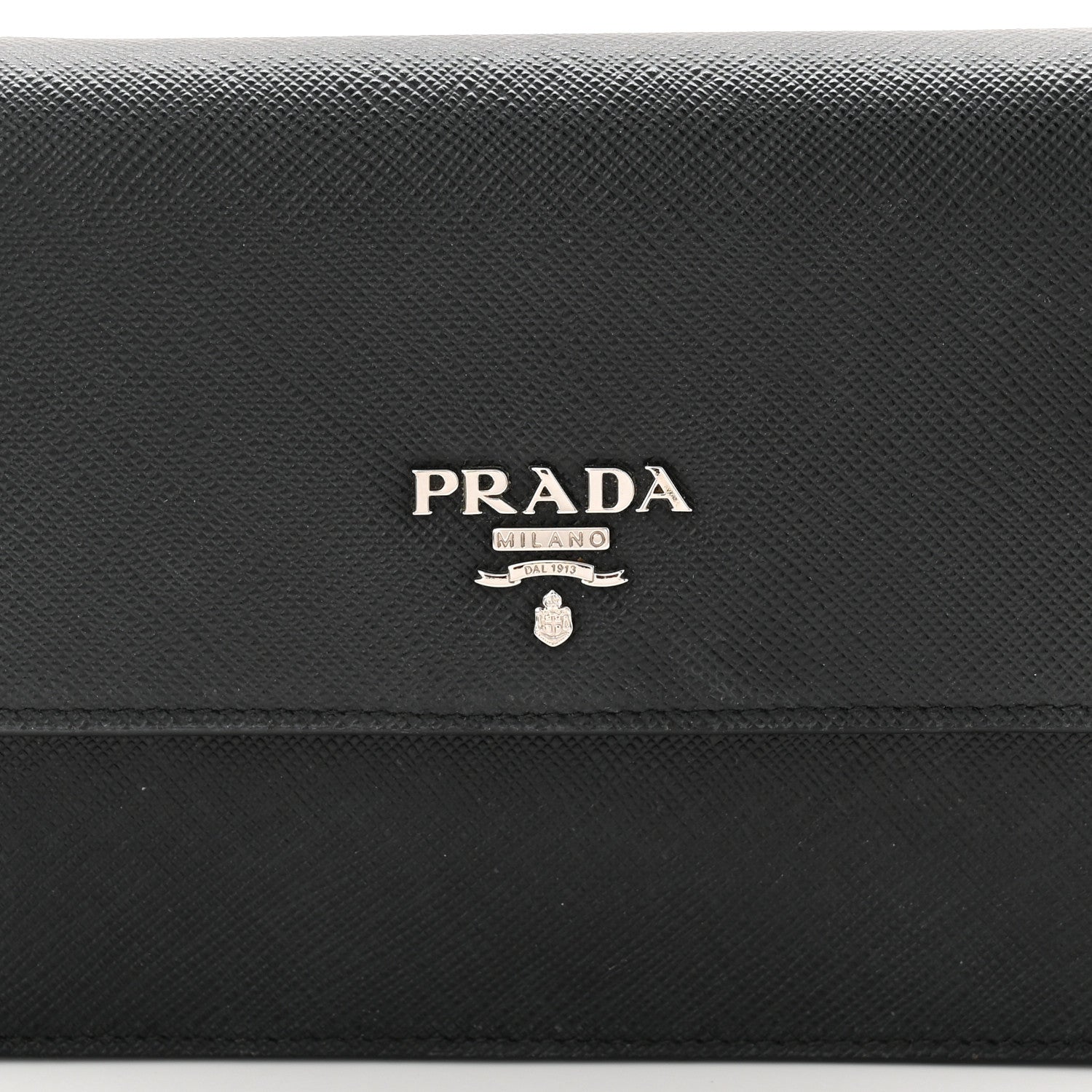 Prada Saffiano Metal Flap Wallet With Strap Black