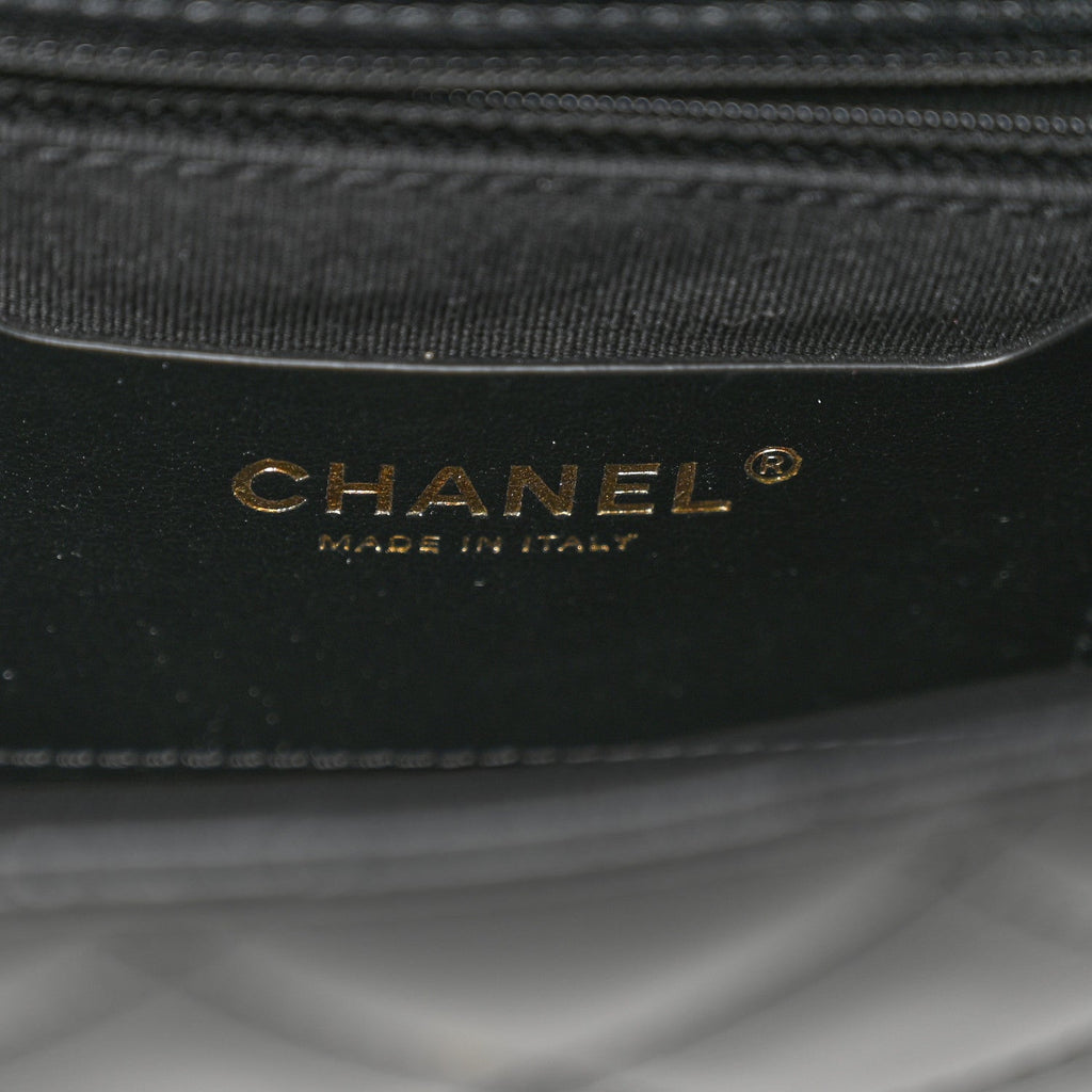 Chanel Lambskin Patent Calfskin Quilted Small Flap Bag Black