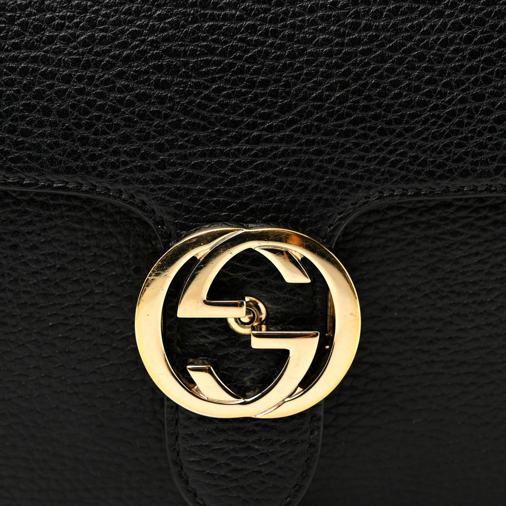Gucci Dollar Calfskin Small Interlocking G Shoulder Bag Black