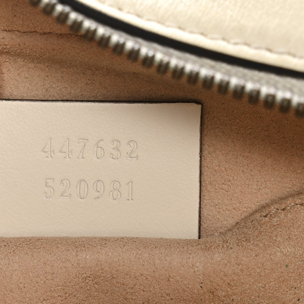 Gucci Calfskin Matelasse Small GG Marmont Chain Shoulder Bag White