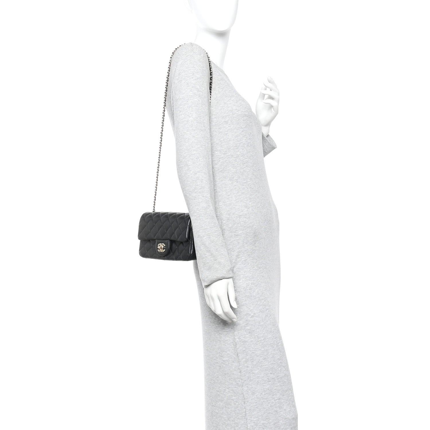 Chanel Lambskin Quilted Mini Rectangular Pearl Crush Flap Black