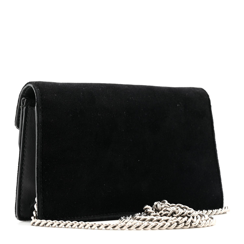 Gucci Velvet Super Mini Dionysus Shoulder Bag Black