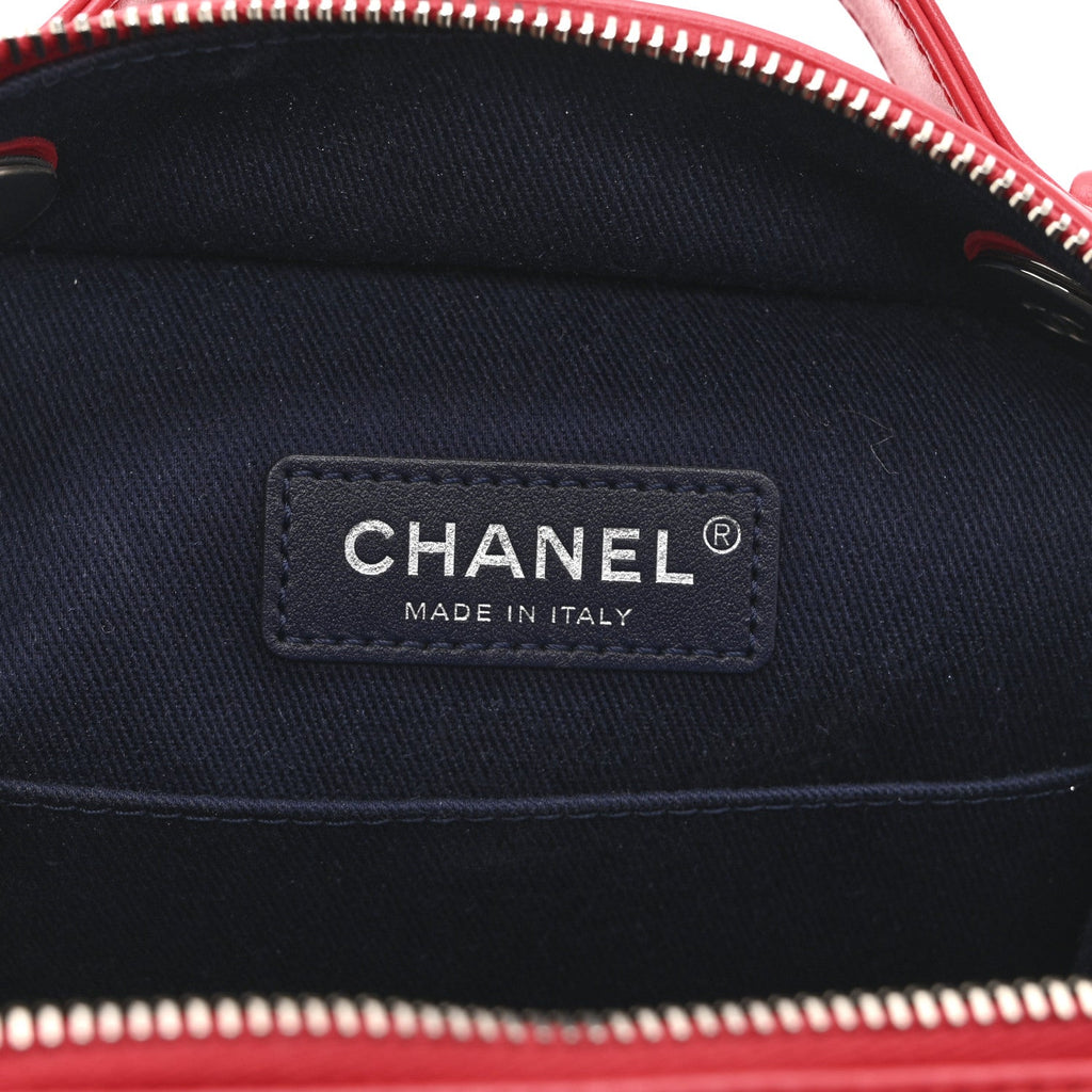 Chanel Aged Calfskin Quilted Top Handle Camera Case Red