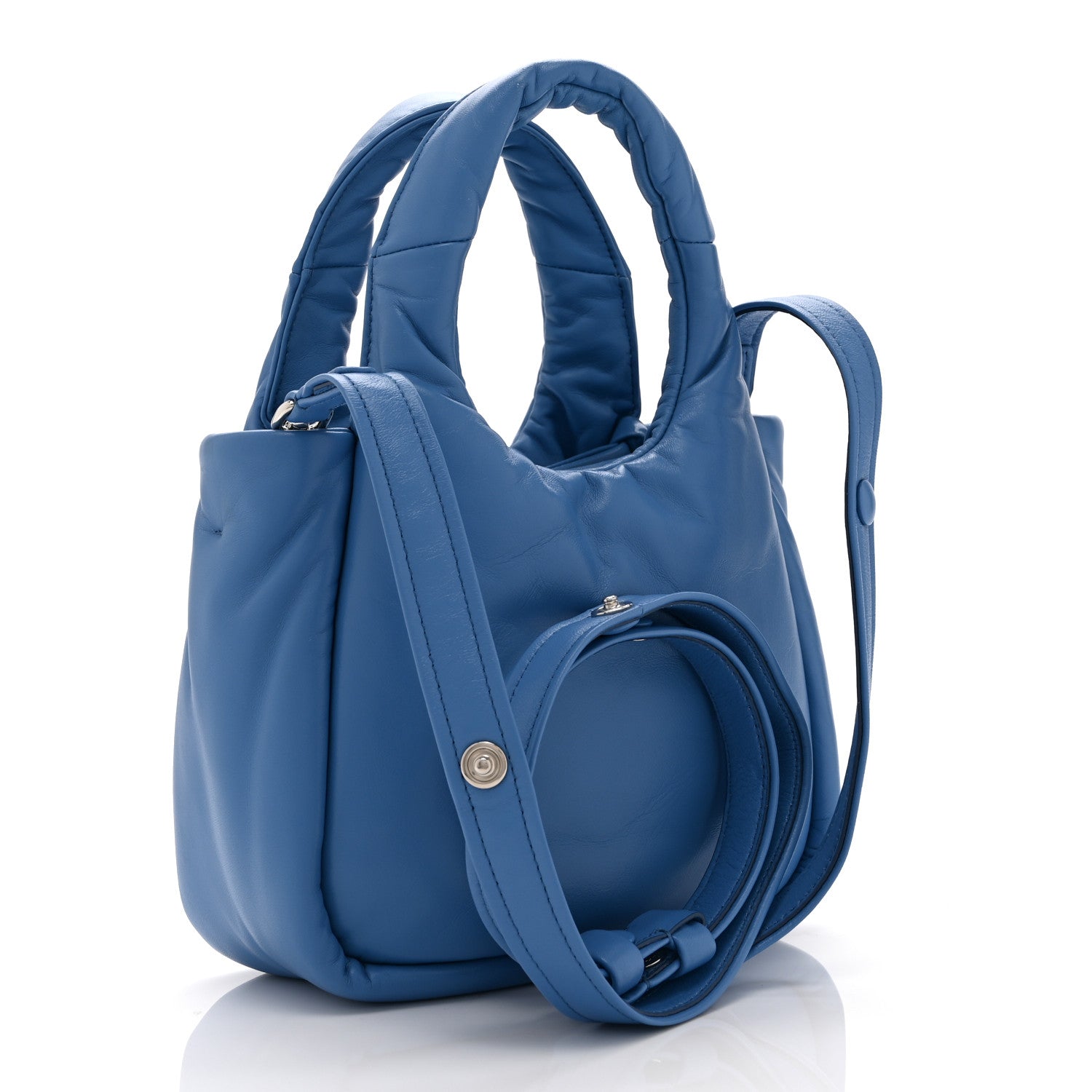 Prada Nappa Soft Padded Small Double Handled Shoulder Bag Celeste