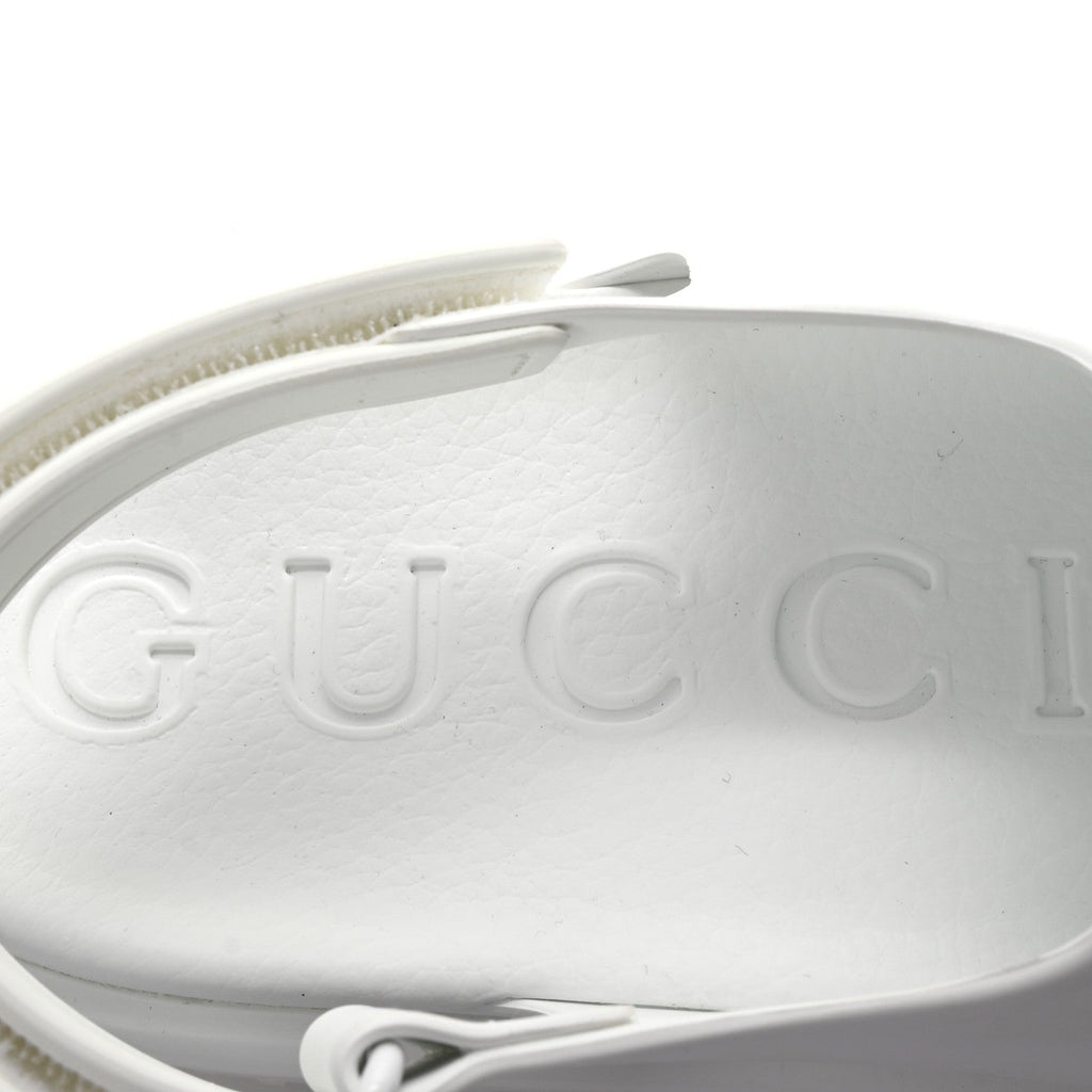 Gucci Soft Rubber Horsebit Touch Womens Strapped Sandals 37 Great White
