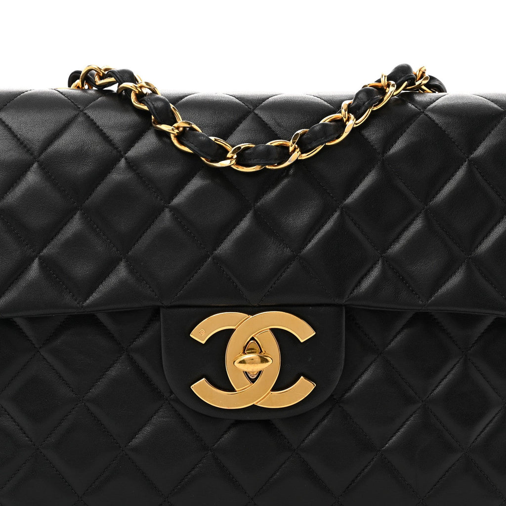 Chanel Lambskin Quilted XL Jumbo Single Flap Black