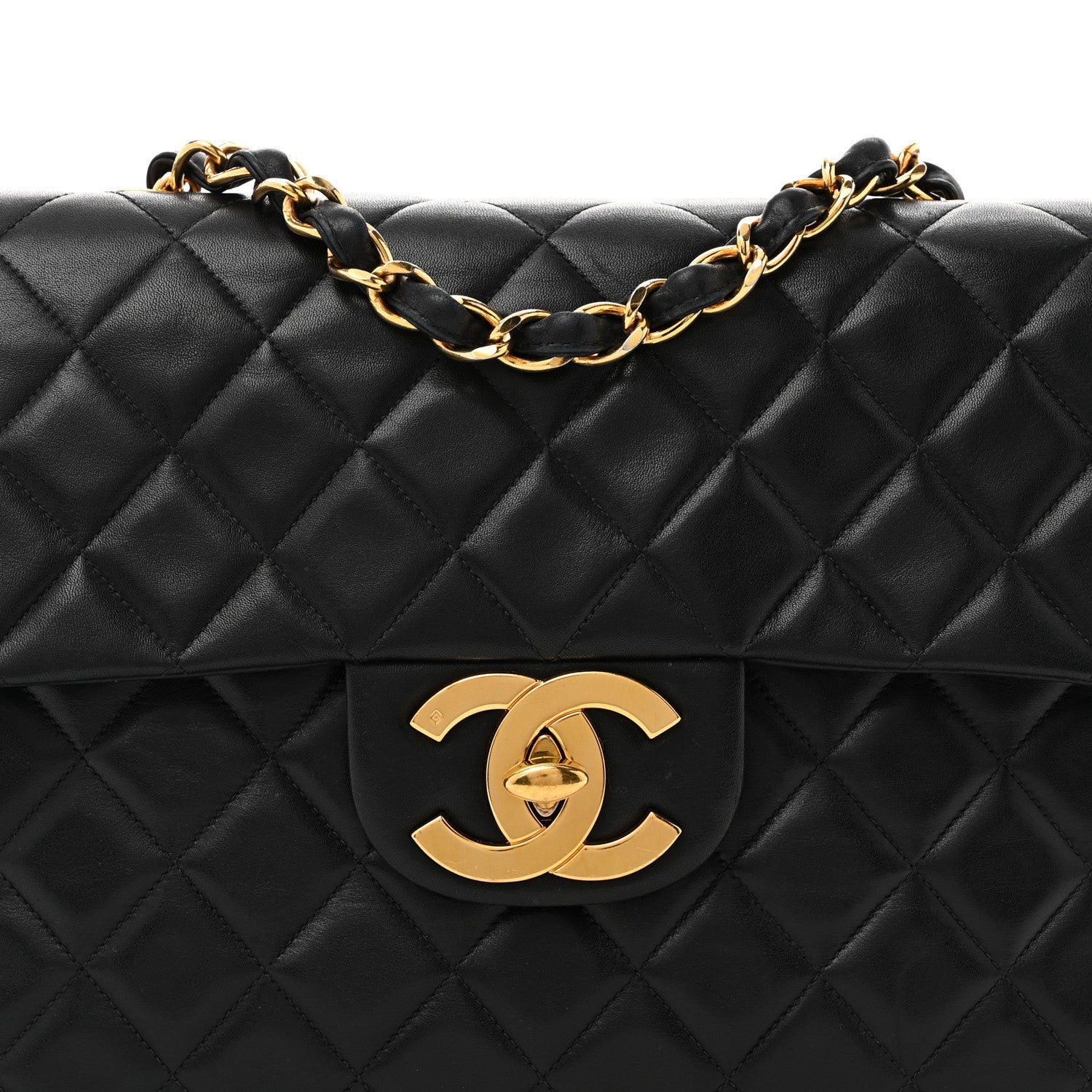 Chanel Lambskin Quilted XL Jumbo Single Flap Black