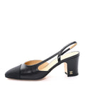 Goatskin Grosgrain Cap Toe CC Slingback Pumps 36 Black