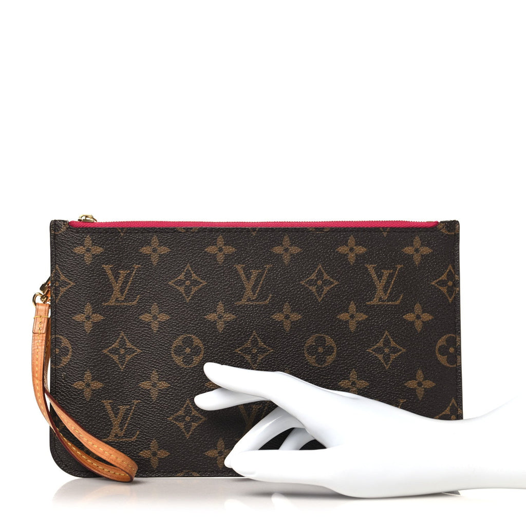 Louis Vuitton Monogram Neverfull MM GM Pochette Fuchsia