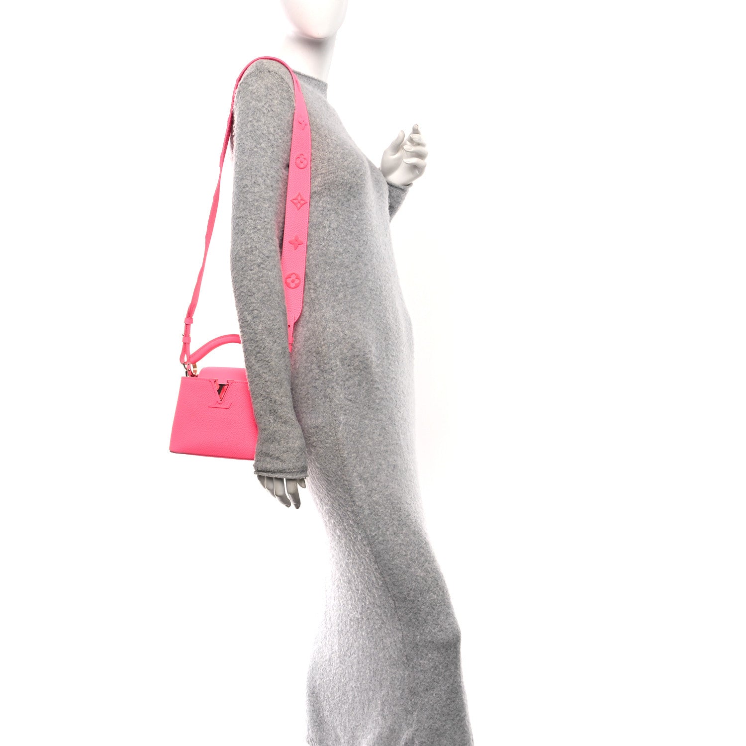 Louis Vuitton Taurillon Monogram Tuffetage Capucines Mini Fluo Pink
