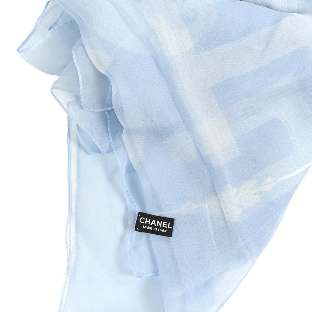 Chanel Silk Tiger Paris Bombay Scarf Light Blue