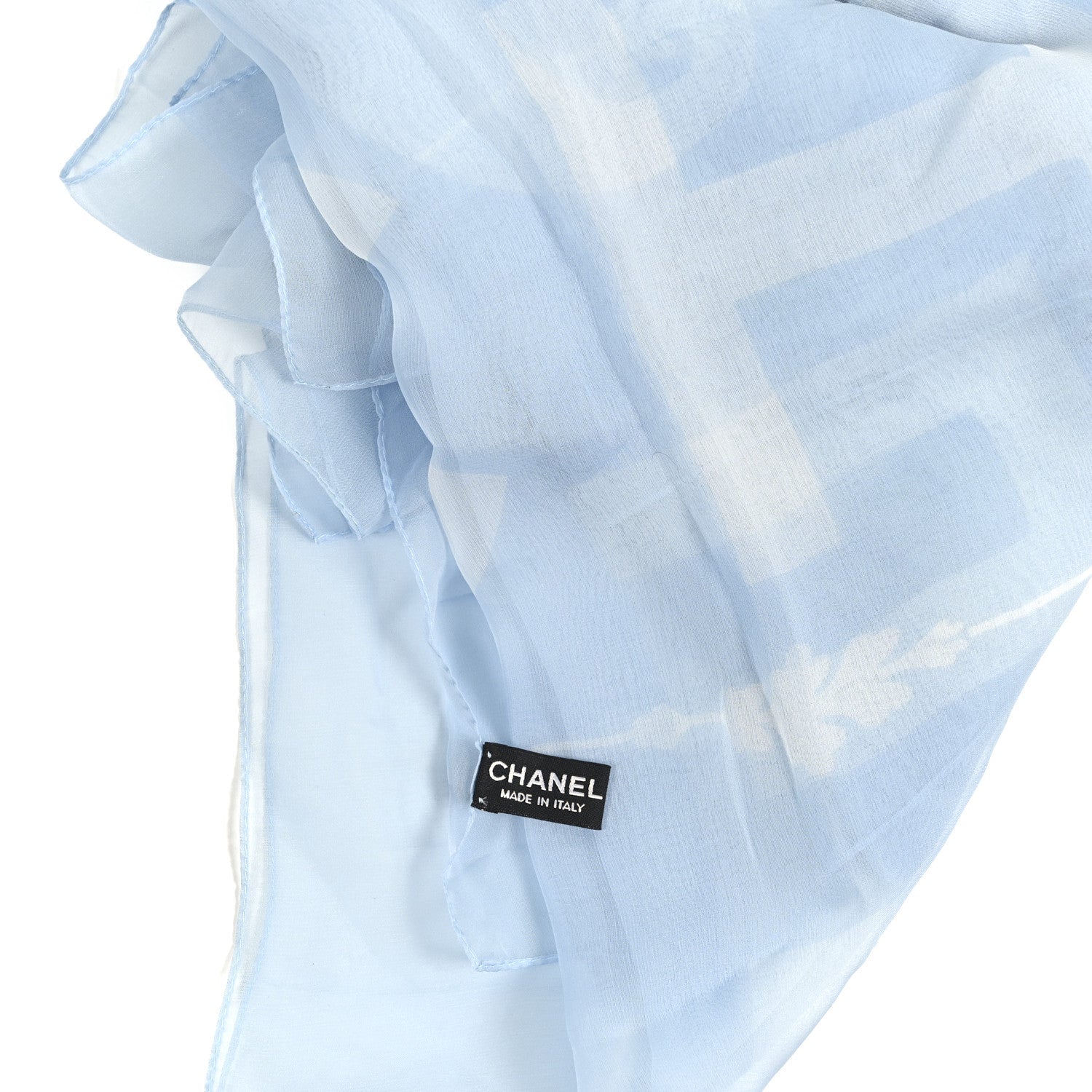 Chanel Silk Tiger Paris Bombay Scarf Light Blue