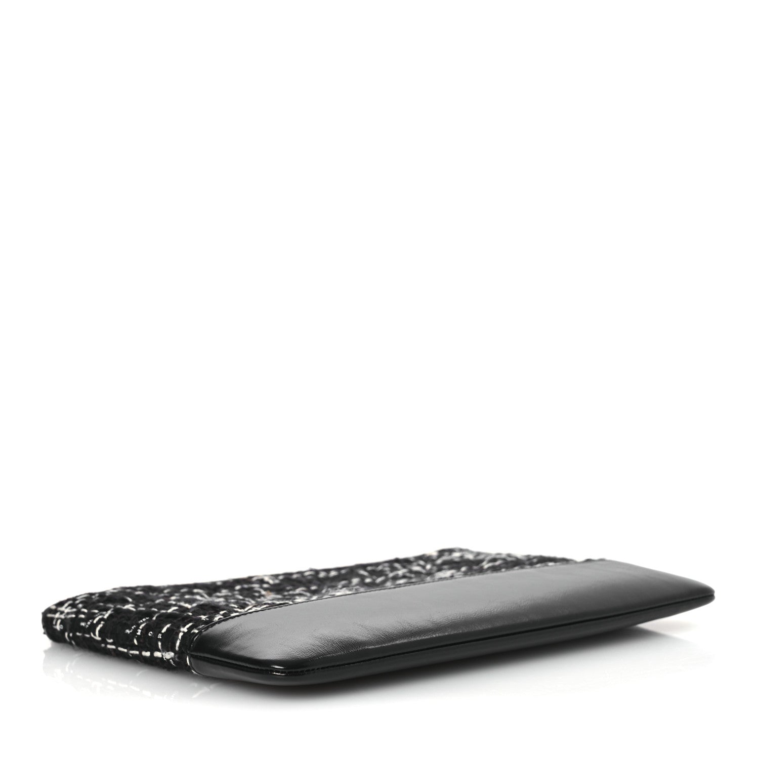 Chanel Tweed Calfskin Quilted Medium Cosmetic Pouch Black White