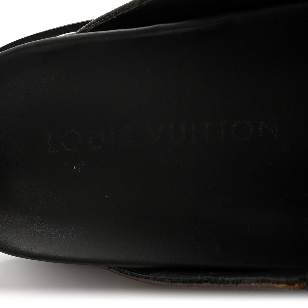 Louis Vuitton Patent Monogram Womens Cosy Flat Comfort Clog Mules 38 Brown