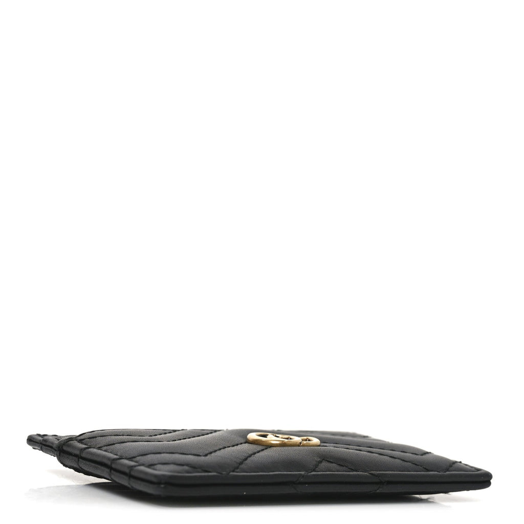Gucci Calfskin Matelasse GG Marmont Card Holder Black