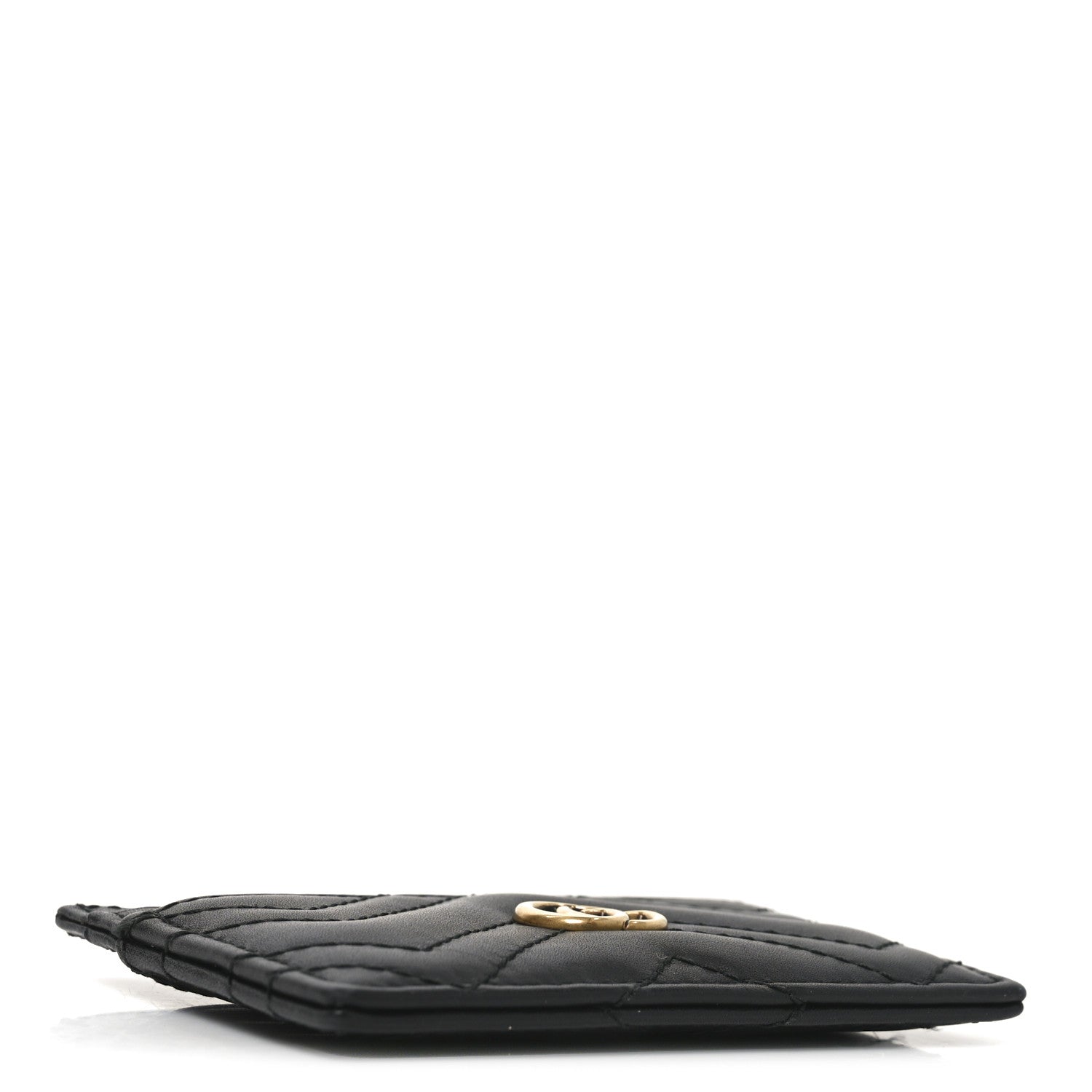 Gucci Calfskin Matelasse GG Marmont Card Holder Black