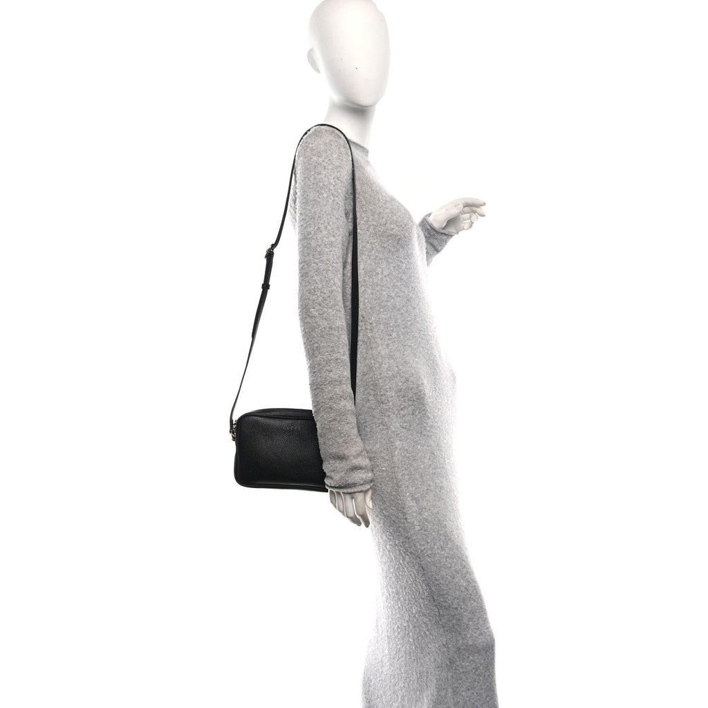 Gucci Pebbled Calfskin Shoulder Bag  Black