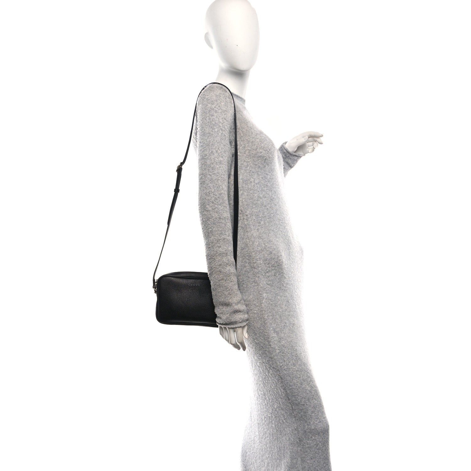 Gucci Pebbled Calfskin Shoulder Bag  Black