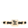 Metal Lambskin CC Square Hair Clip Gold White Black