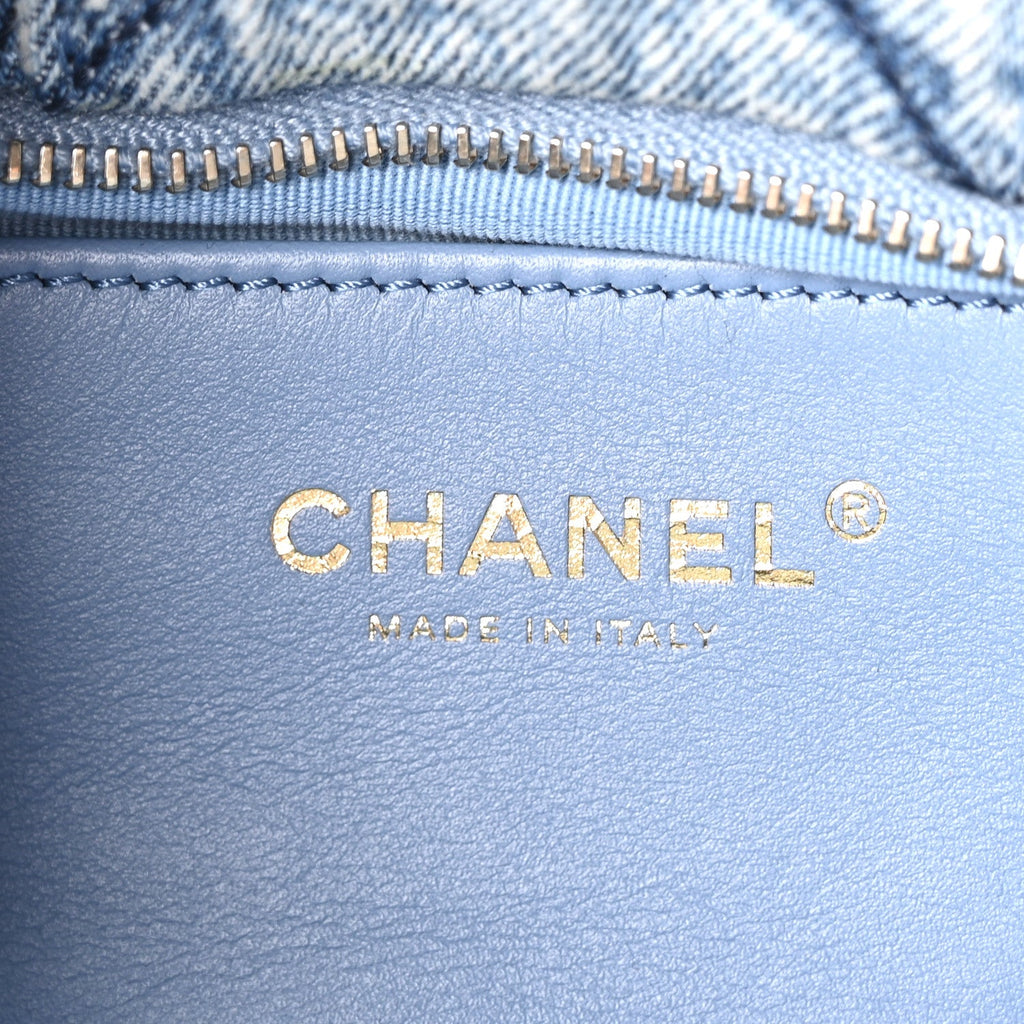 Chanel Washed Denim Quilted Mini Bow Bag Blue
