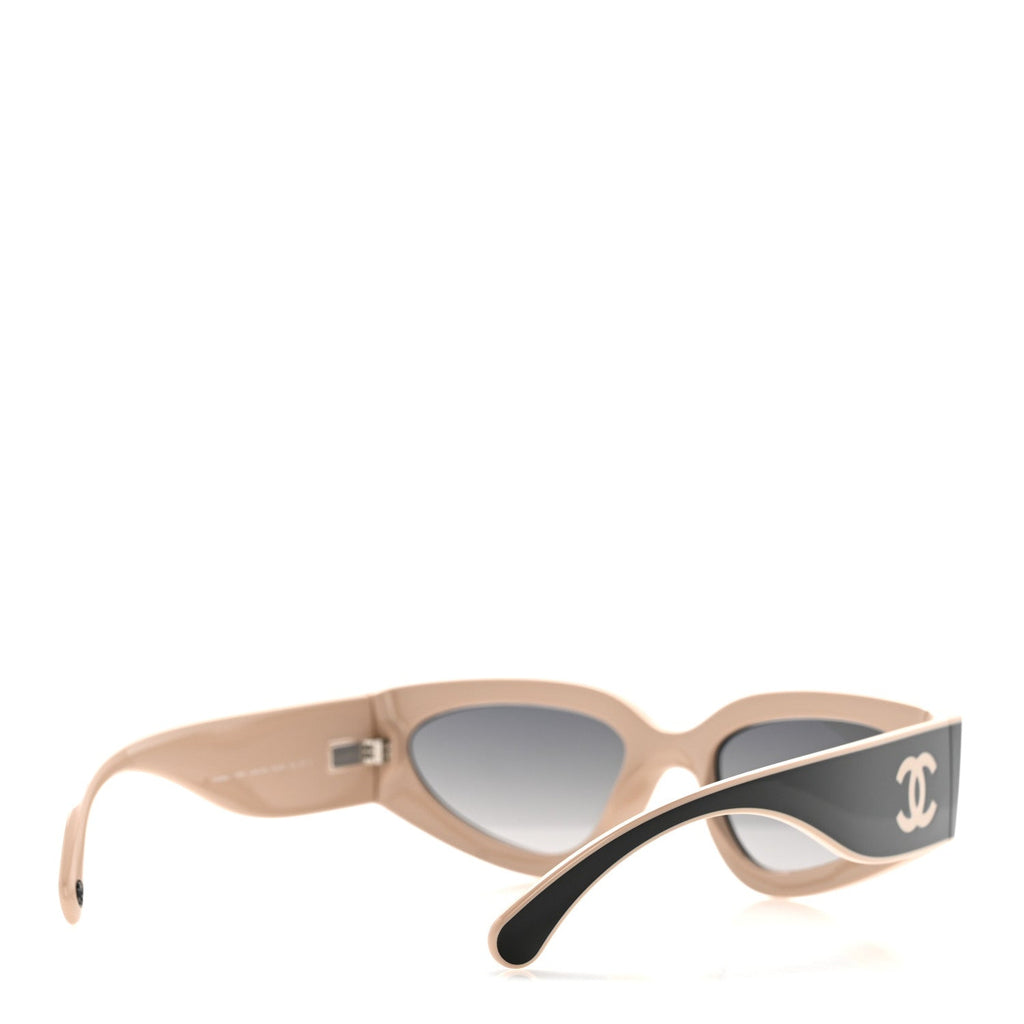 Acetate Cat Eye Sunglasses 6056 Black Beige