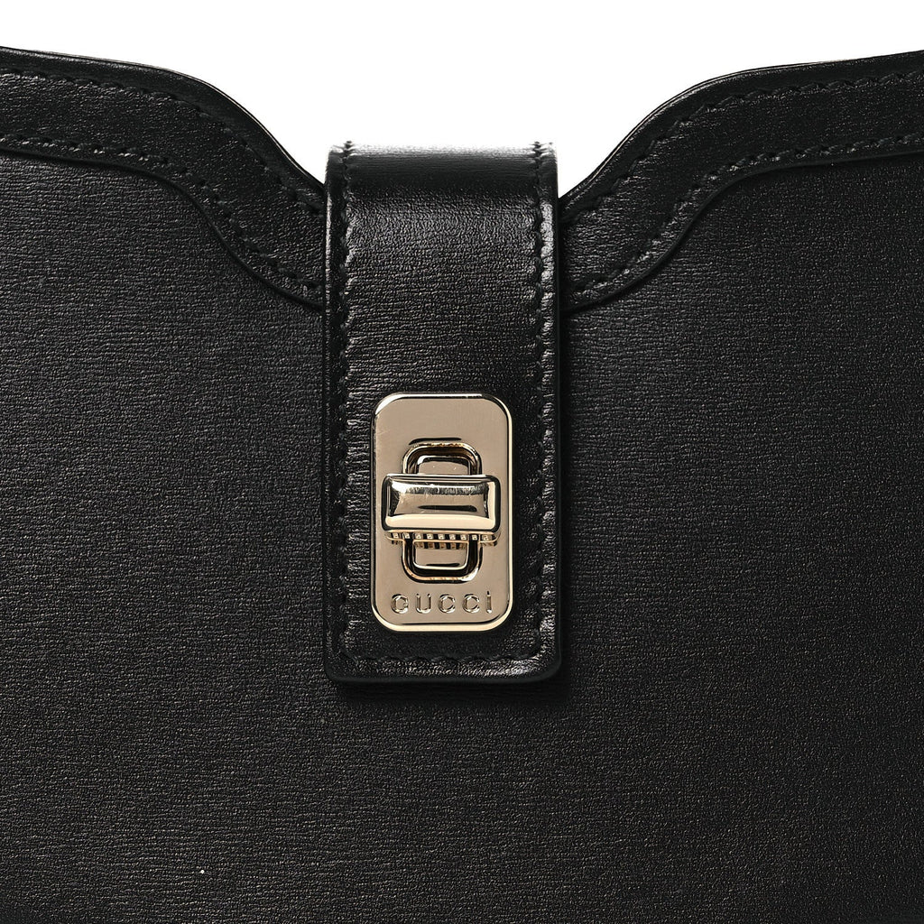 Gucci Calfskin Mini Moon Side Shoulder Bag Black