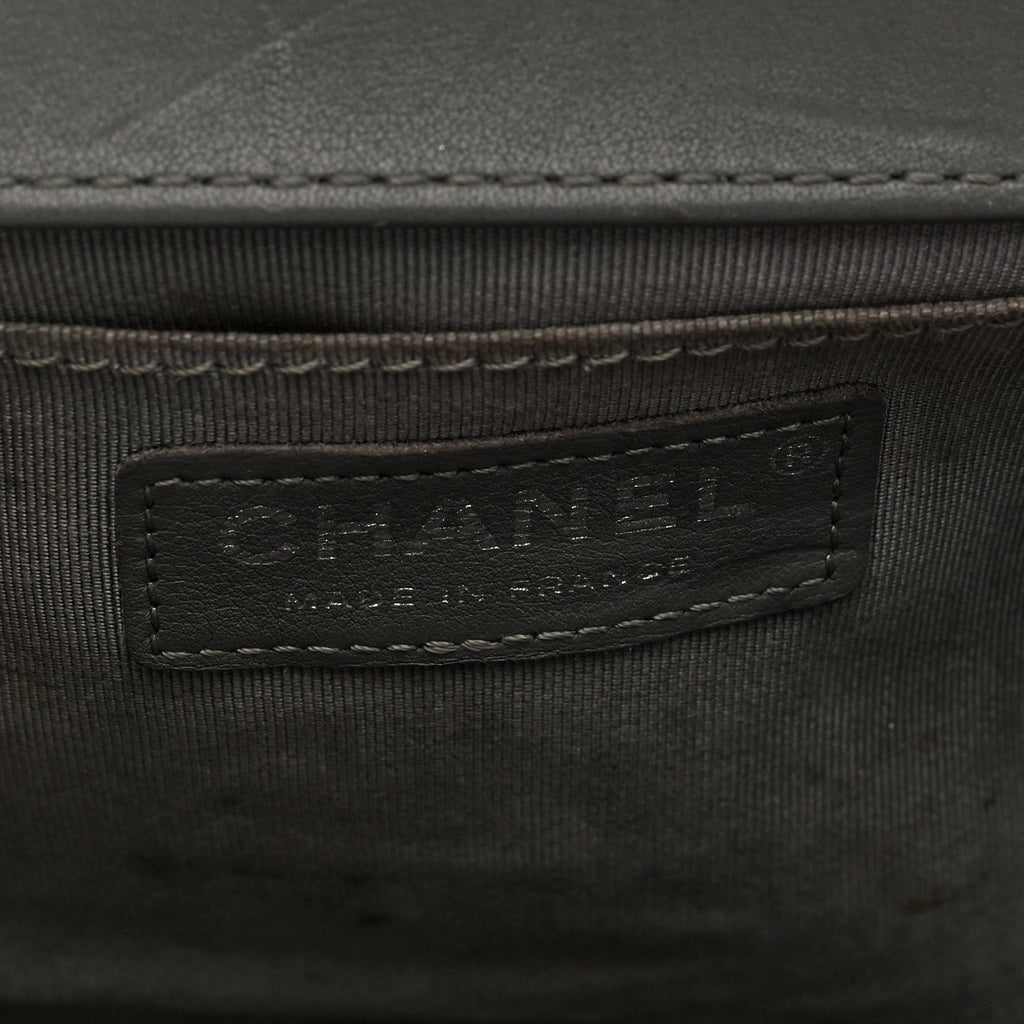 Chanel Lambskin Chevron Quilted Medium Boy Flap Grey