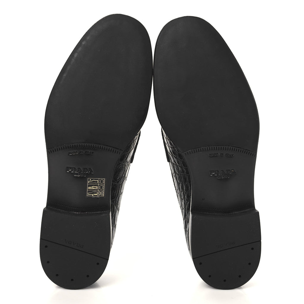 Prada Crocodile Mens Loafers 7 Black