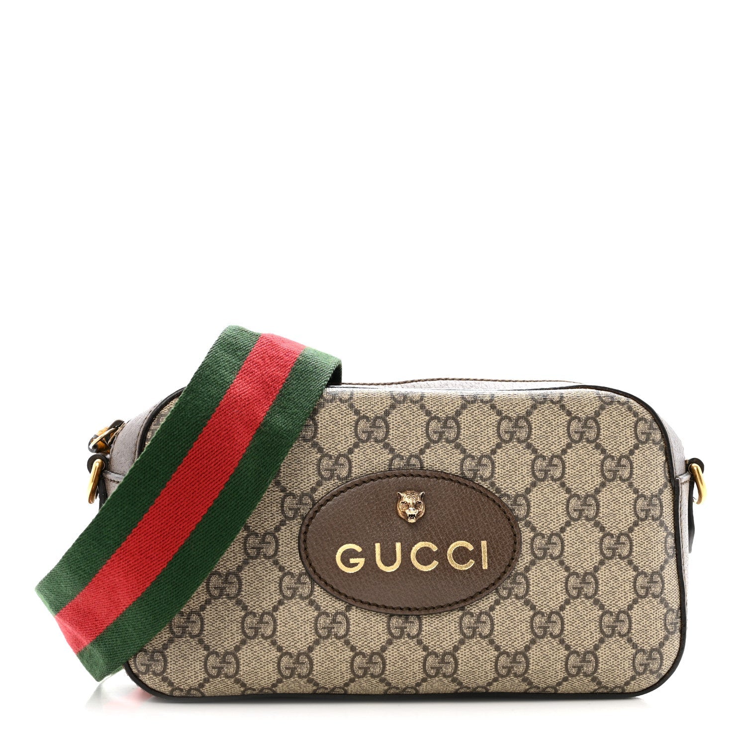 Gucci GG Supreme Monogram Web Neo Vintage Shoulder Bag Beige New Acero Crop