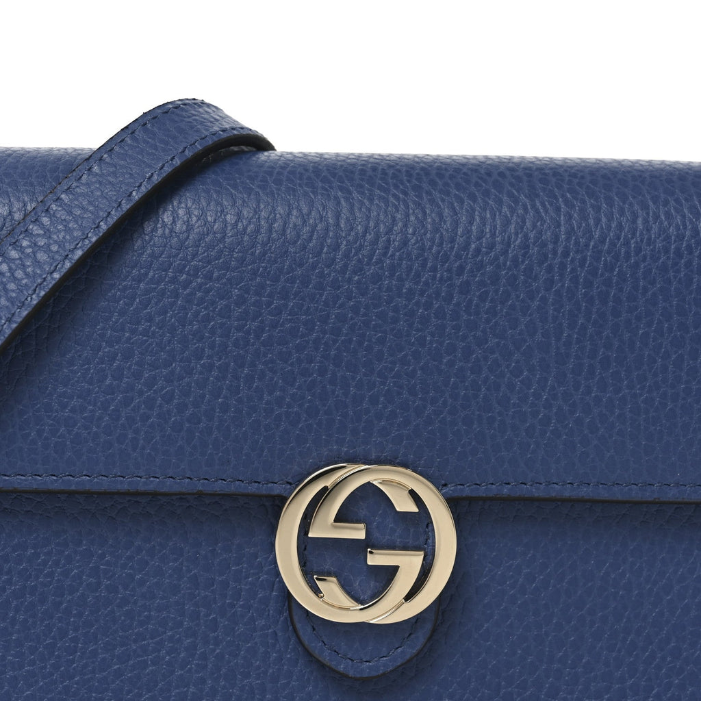 Gucci Dollar Calfskin Interlocking G Chain Wallet Caspian